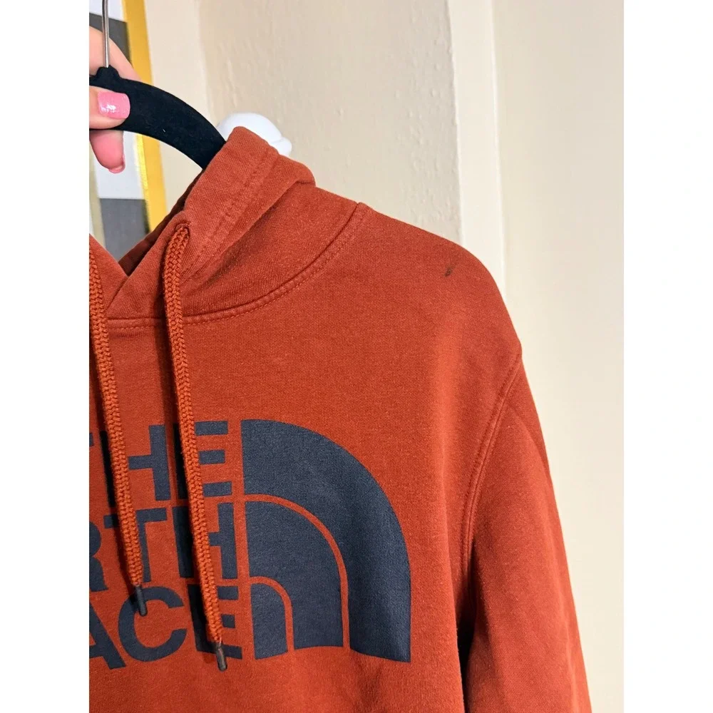 The North Face Mens Large Burnt Orange Half Dome Logo Pullover Hoodie Sweatshirt